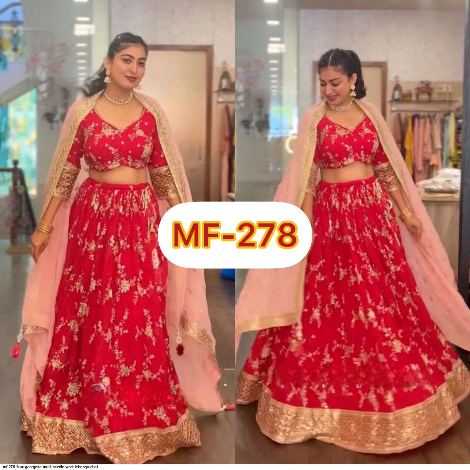  MF 278 FAUX GEORGETTE MULTI NEEDLE WORK LEHENGA CHOLI Wholesale catalog