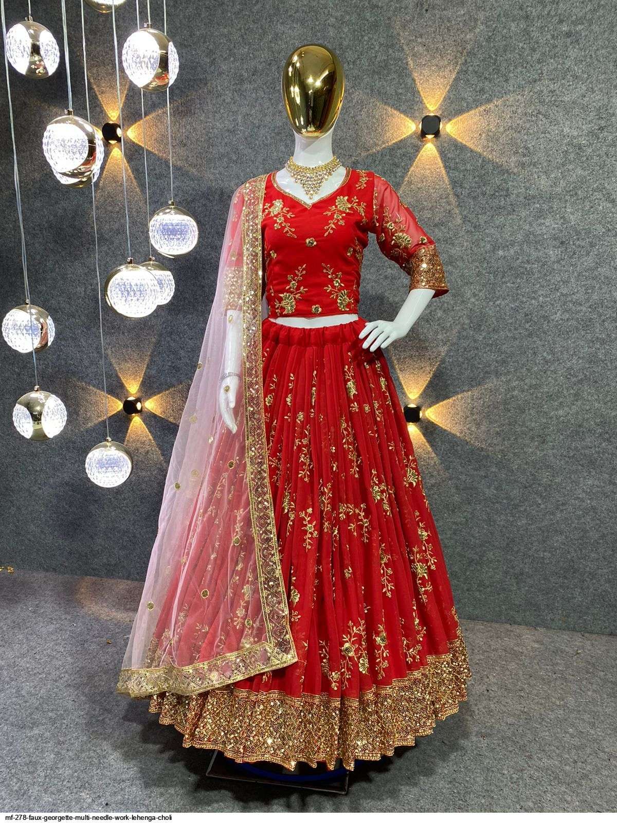  MF 278 FAUX GEORGETTE MULTI NEEDLE WORK LEHENGA CHOLI Wholesale catalog