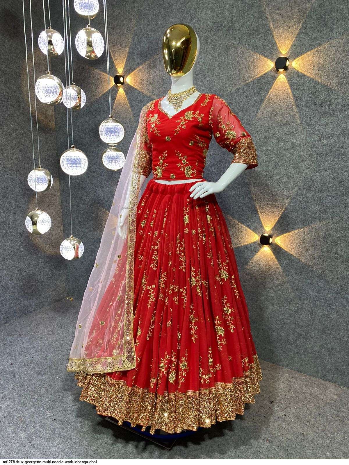  MF 278 FAUX GEORGETTE MULTI NEEDLE WORK LEHENGA CHOLI Wholesale catalog
