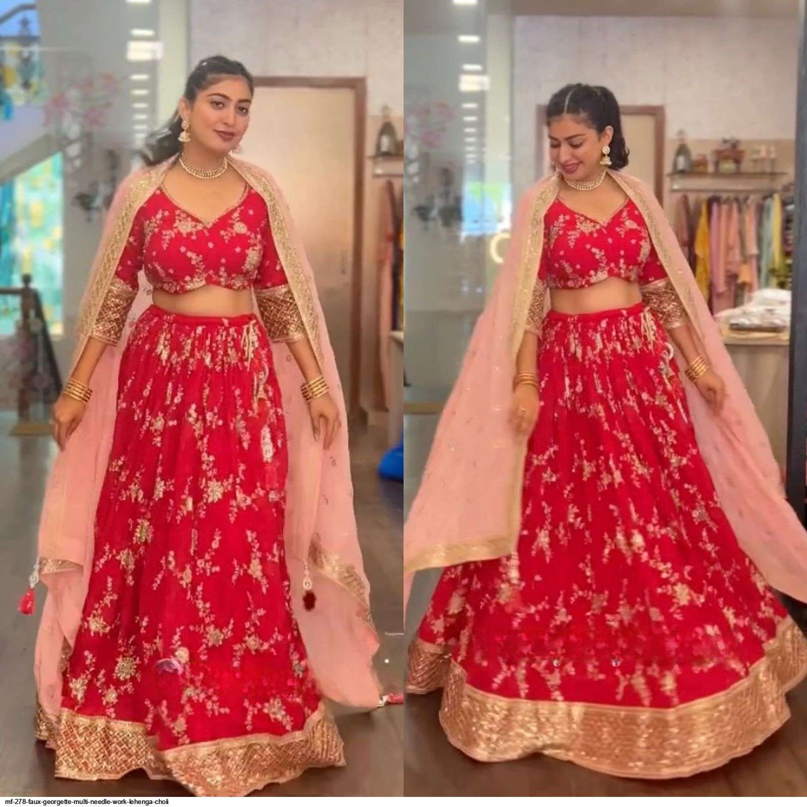  MF 278 FAUX GEORGETTE MULTI NEEDLE WORK LEHENGA CHOLI Wholesale catalog