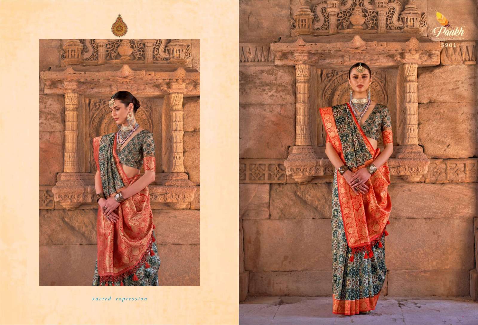 Pankh Kalam Kruti Traditional Designer Silk Saree Wholesale catalog