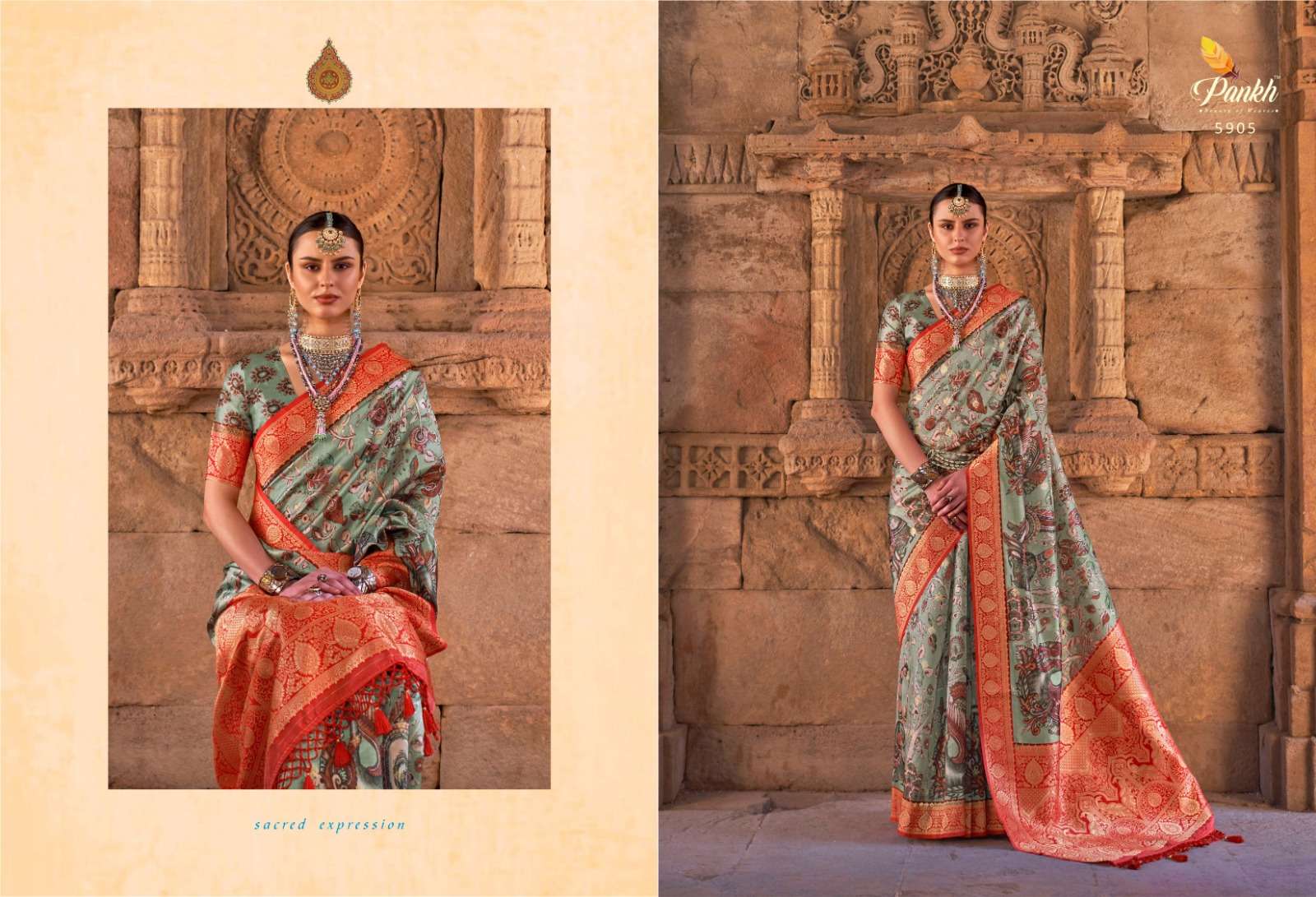 Pankh Kalam Kruti Traditional Designer Silk Saree Wholesale catalog