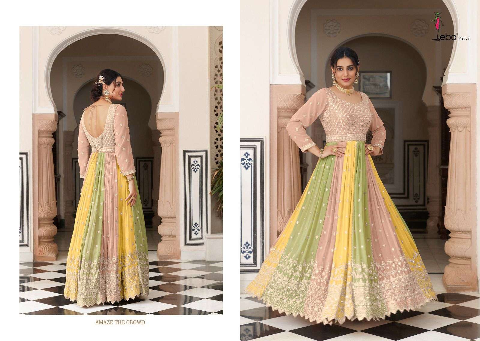 Parisha Georgette & Chinon with  hevey embroidery Wholesale catalog
