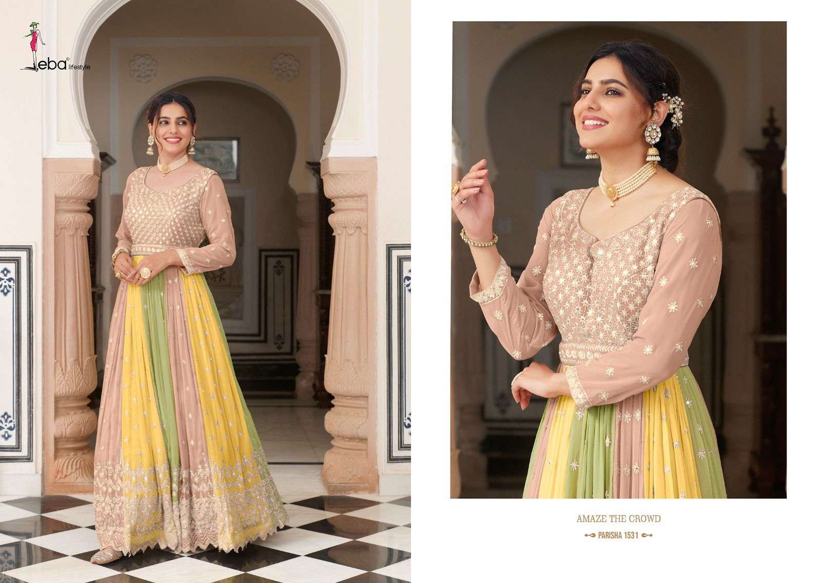 Parisha Georgette & Chinon with  hevey embroidery Wholesale catalog