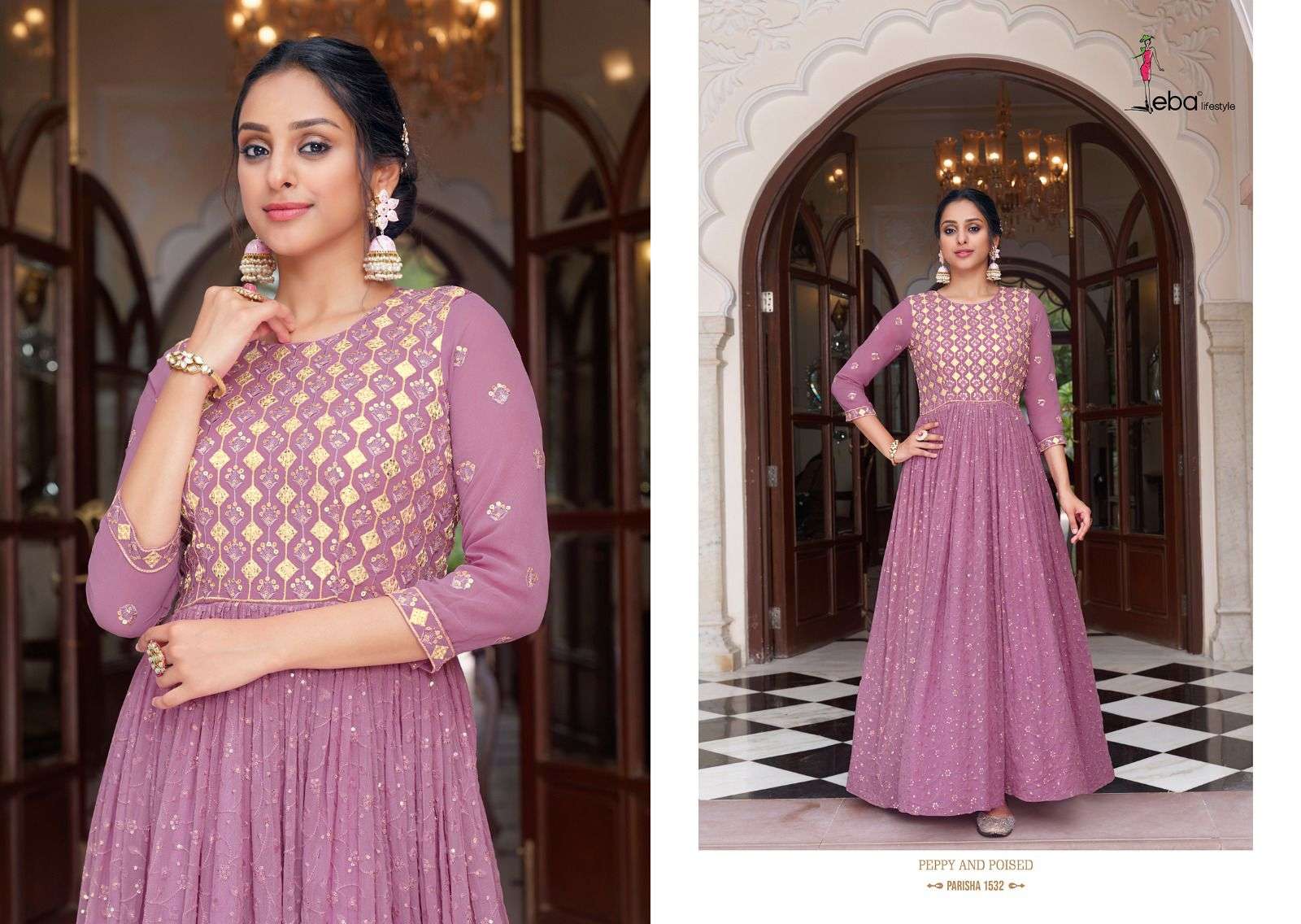 Parisha Georgette & Chinon with  hevey embroidery Wholesale catalog