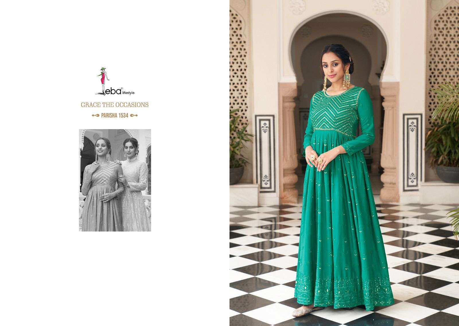 Parisha Georgette & Chinon with  hevey embroidery Wholesale catalog