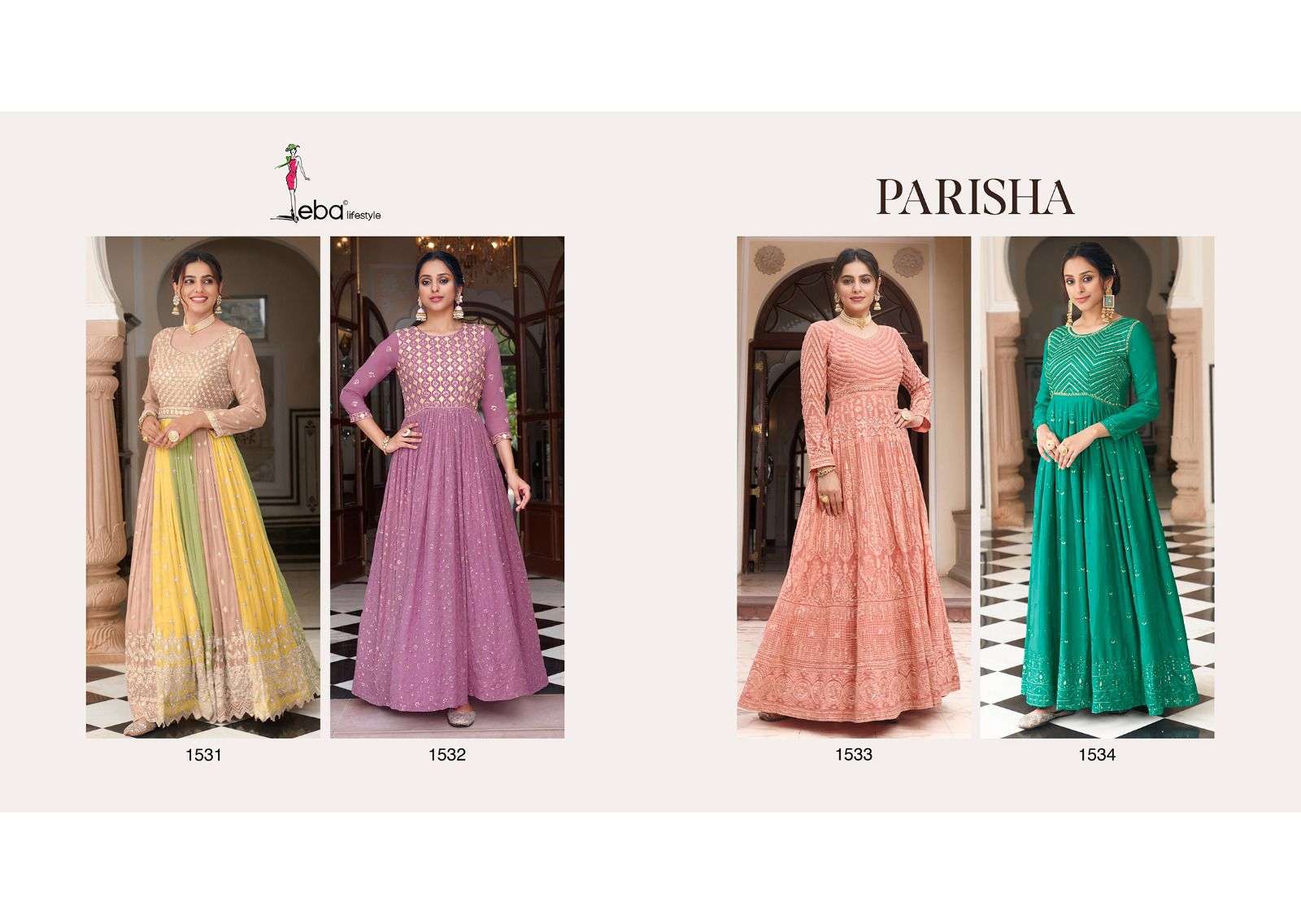 Parisha Georgette & Chinon with  hevey embroidery Wholesale catalog