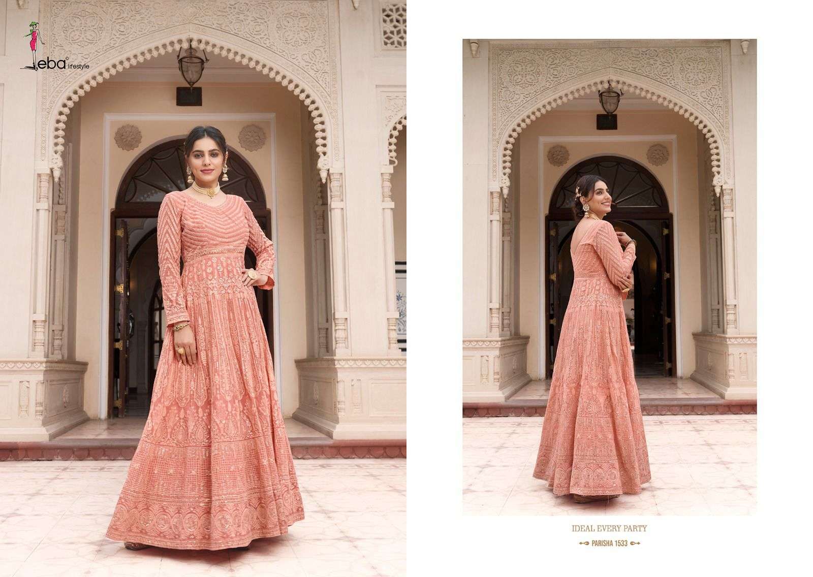 Parisha Georgette & Chinon with  hevey embroidery Wholesale catalog