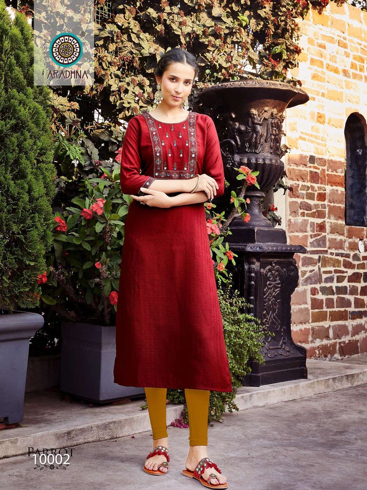 Parrot Vol 10 Fancy Fabric with Embroidery Work Kurti Wholesale catalog