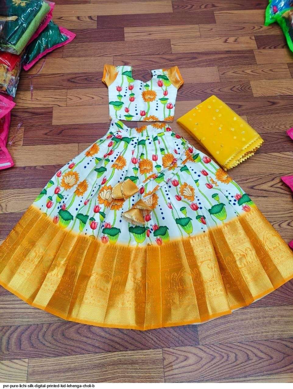 PVR PURE LICHI SILK DIGITAL PRINTED KID LEHENGA CHOLI B Wholesale catalog