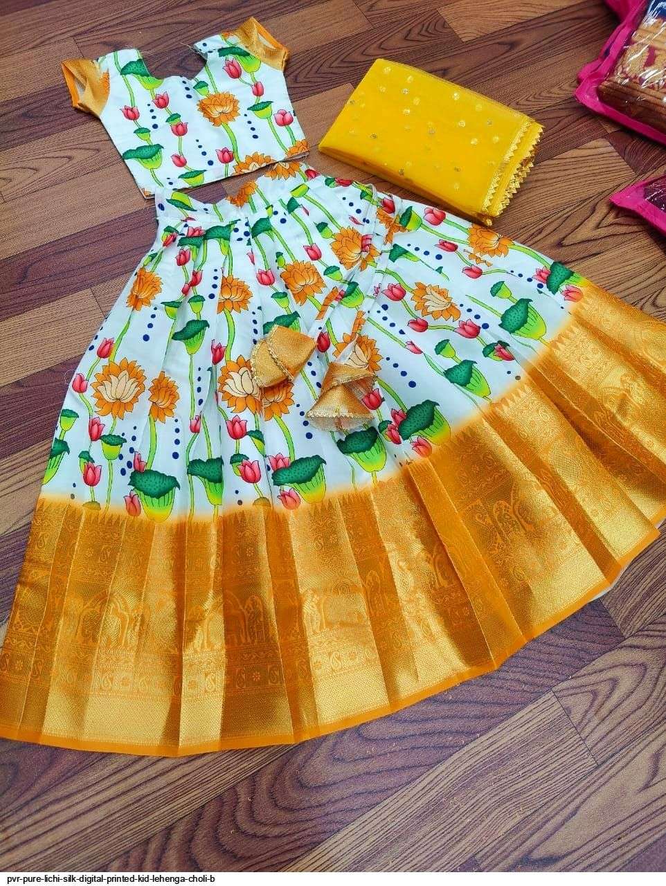 PVR PURE LICHI SILK DIGITAL PRINTED KID LEHENGA CHOLI B Wholesale catalog