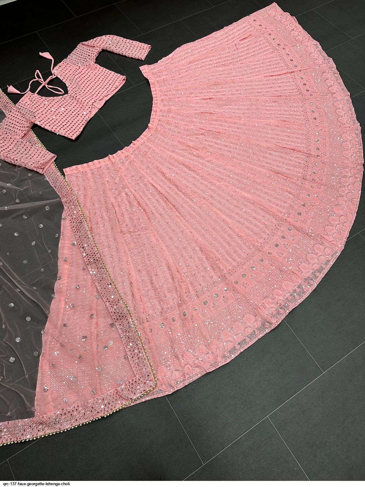 QRC 137 FAUX GEORGETTE LEHENGA CHOLI Wholesale catalog