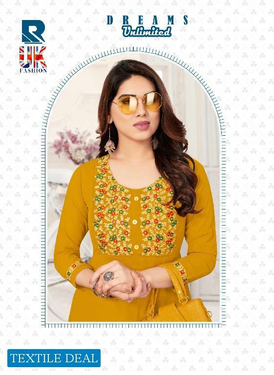 Raashi UK Fashion Party Wear Embroidery Kurtis Wholesale catalog