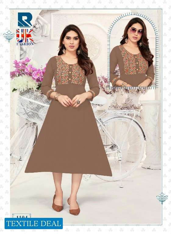 Raashi UK Fashion Party Wear Embroidery Kurtis Wholesale catalog