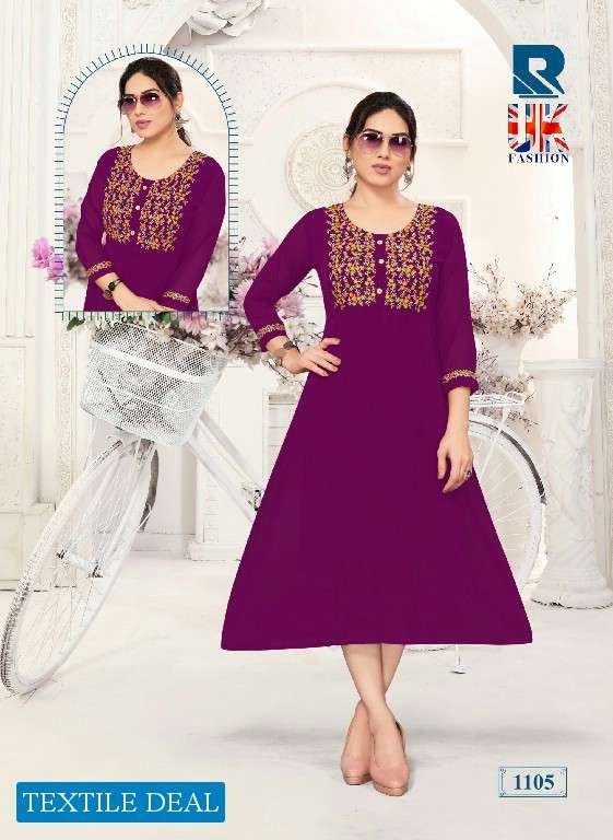 Raashi UK Fashion Party Wear Embroidery Kurtis Wholesale catalog