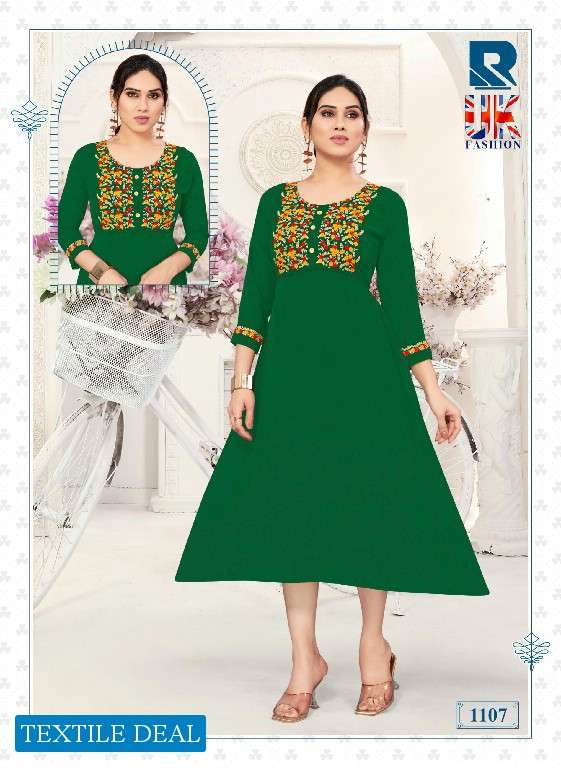 Raashi UK Fashion Party Wear Embroidery Kurtis Wholesale catalog