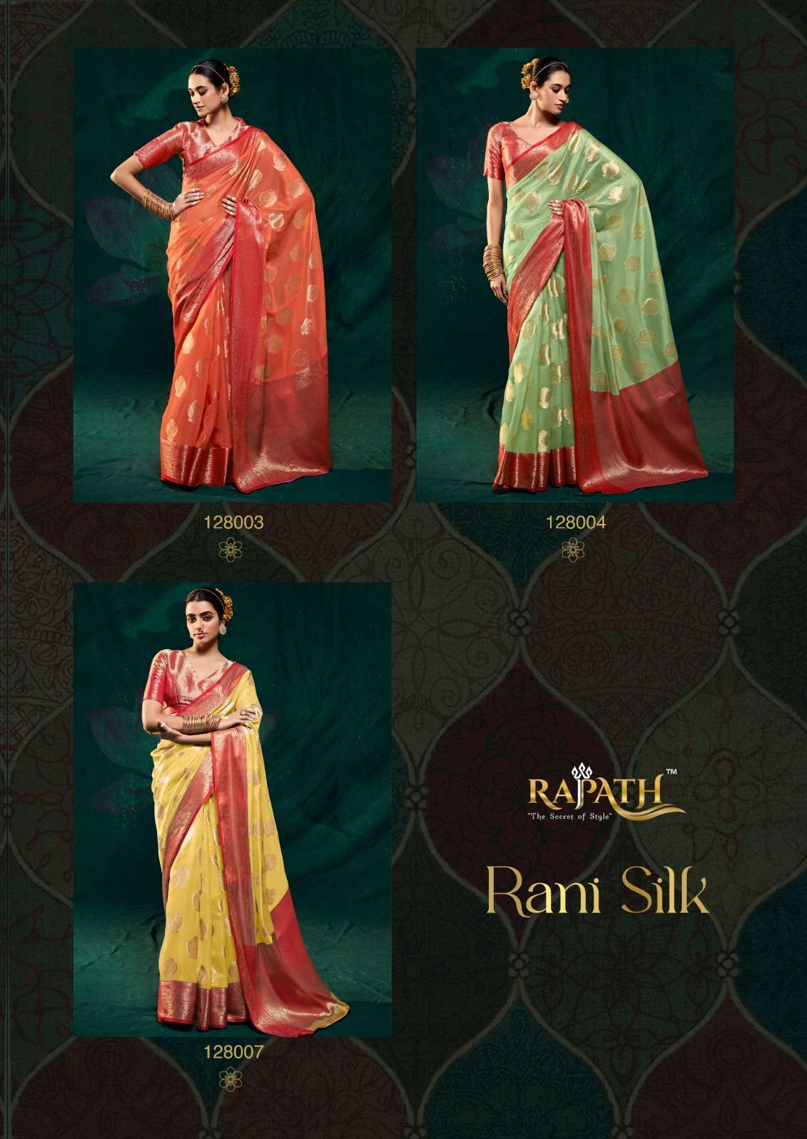 Rajpath Rani Silk Designer Organza Saree Wholesale catalog