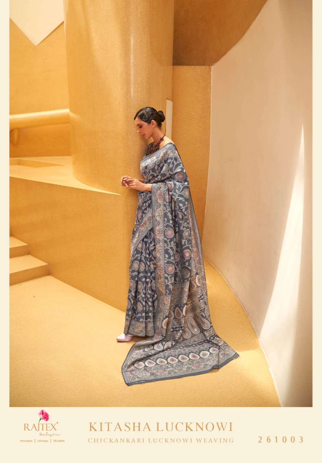 Rajtex Kitasha Lucknowi Designer Chikankari Weaving Sarees Wholesale catalog
