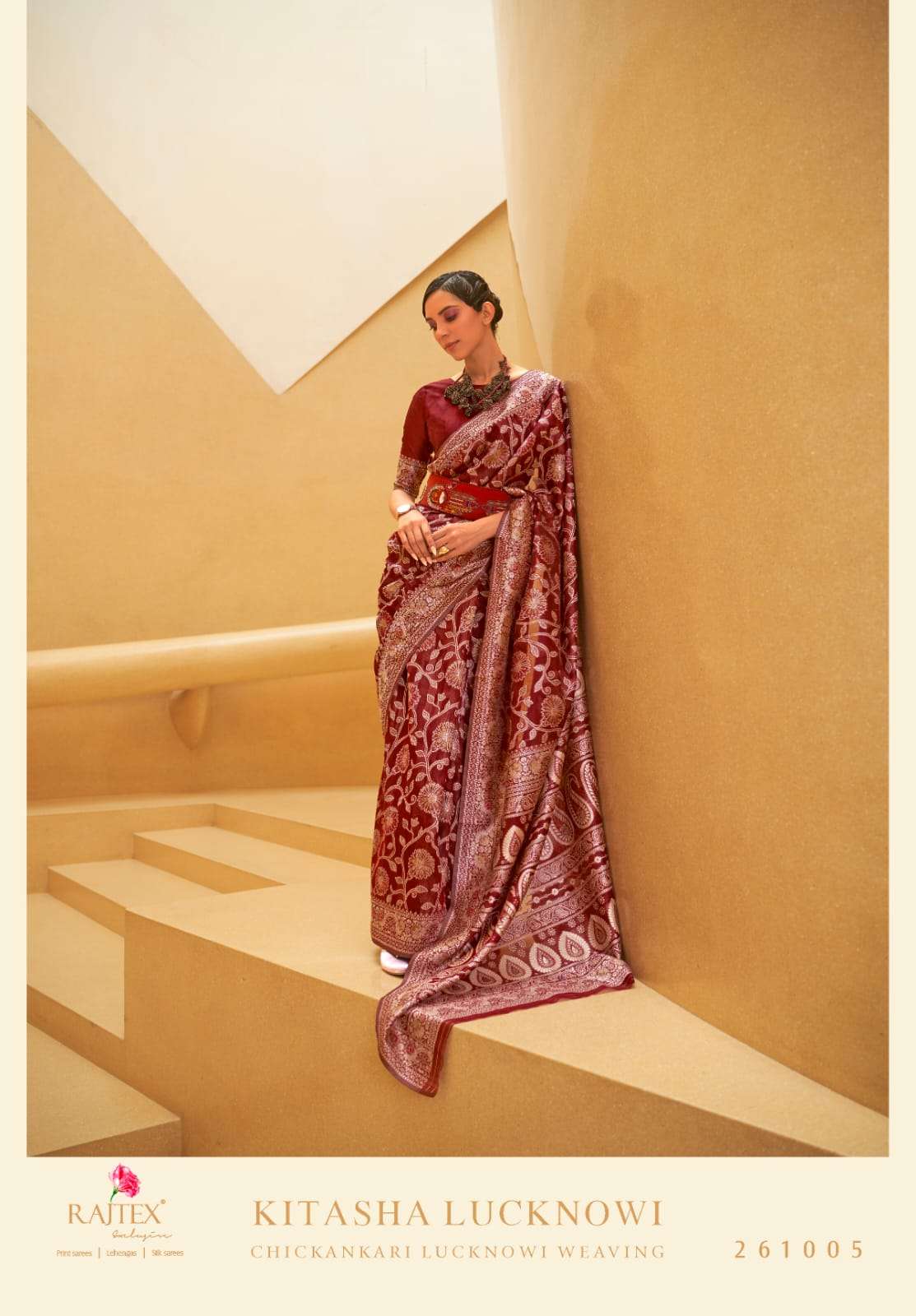 Rajtex Kitasha Lucknowi Designer Chikankari Weaving Sarees Wholesale catalog