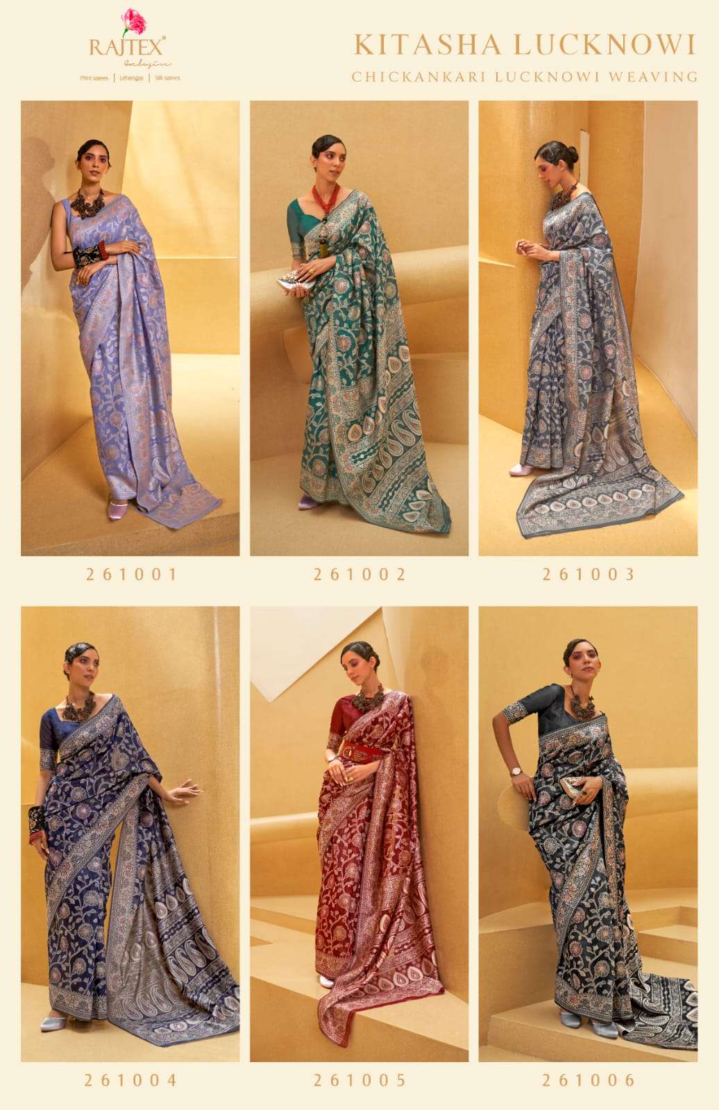 Rajtex Kitasha Lucknowi Designer Chikankari Weaving Sarees Wholesale catalog