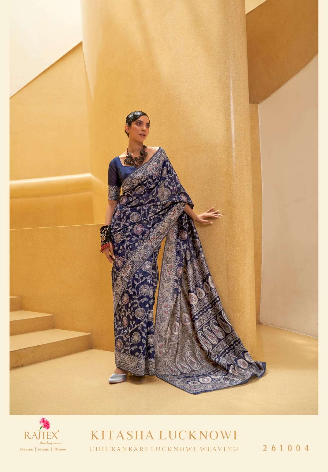 Rajtex Kitasha Lucknowi Designer Chikankari Weaving Sarees Wholesale catalog