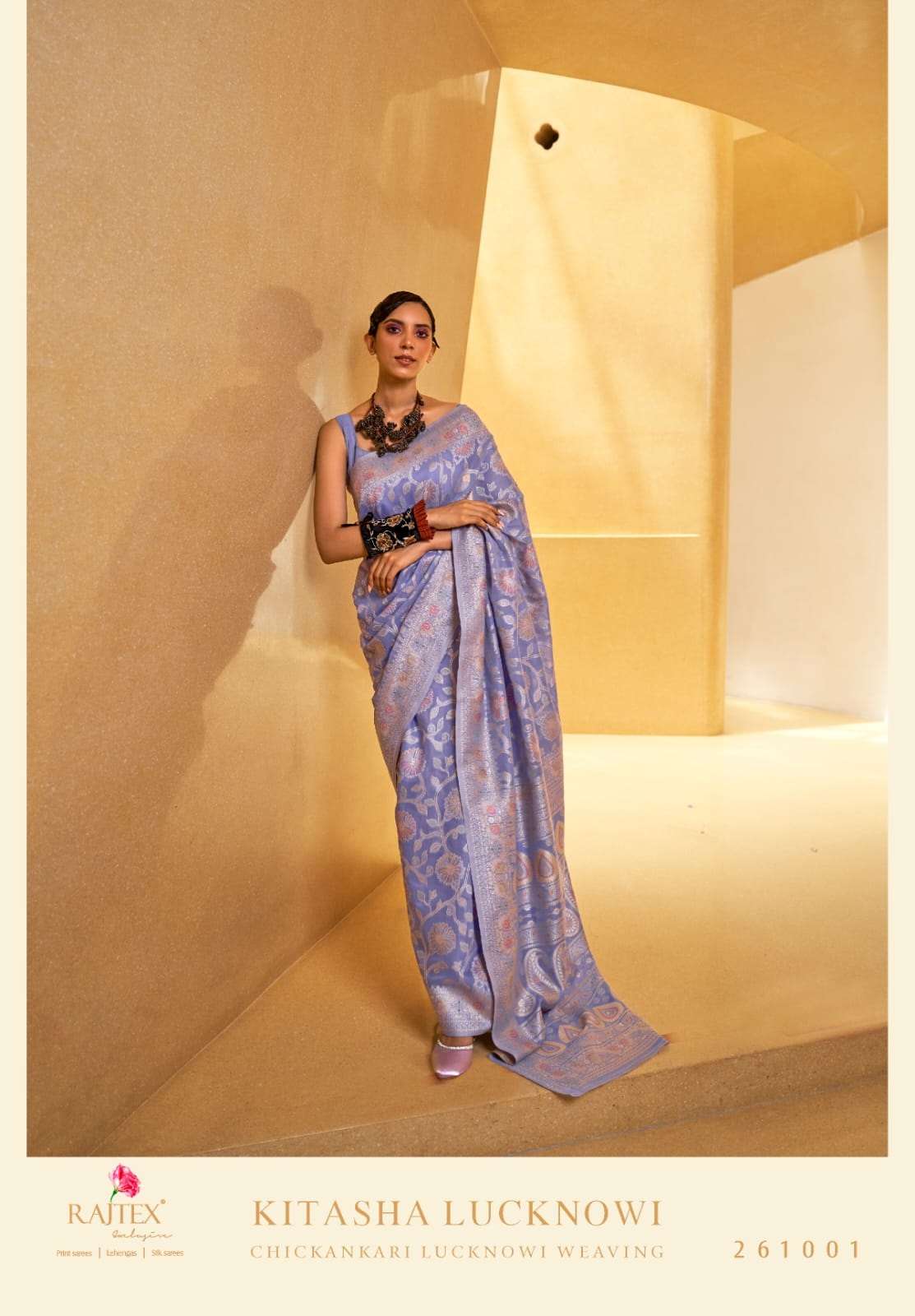 Rajtex Kitasha Lucknowi Designer Chikankari Weaving Sarees Wholesale catalog