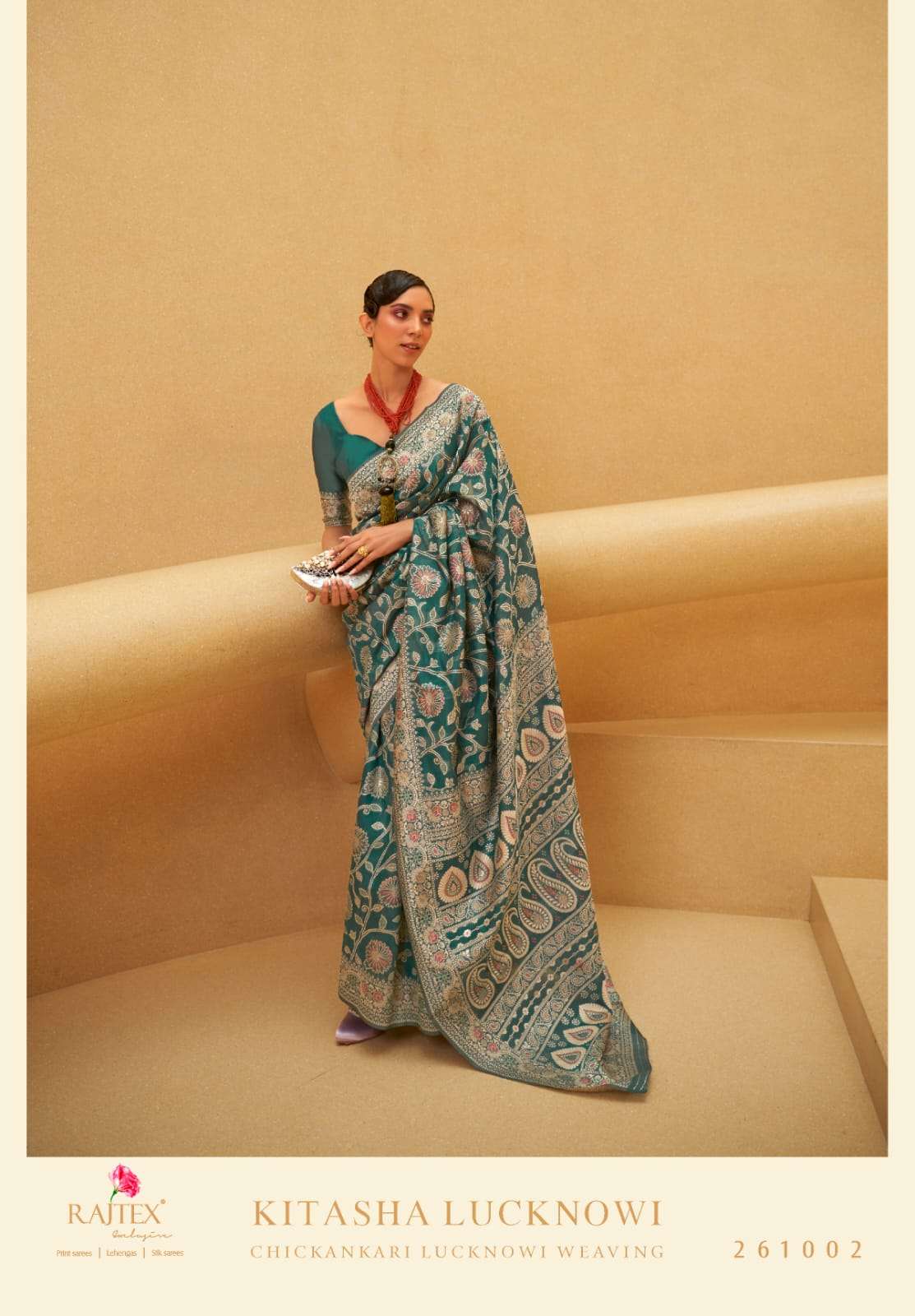 Rajtex Kitasha Lucknowi Designer Chikankari Weaving Sarees Wholesale catalog