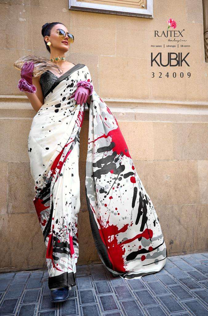 Rajtex Kubik Exclusive Printed Satin Saree Wholesale catalog