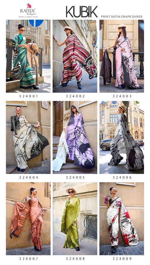 Rajtex Kubik Exclusive Printed Satin Saree Wholesale catalog