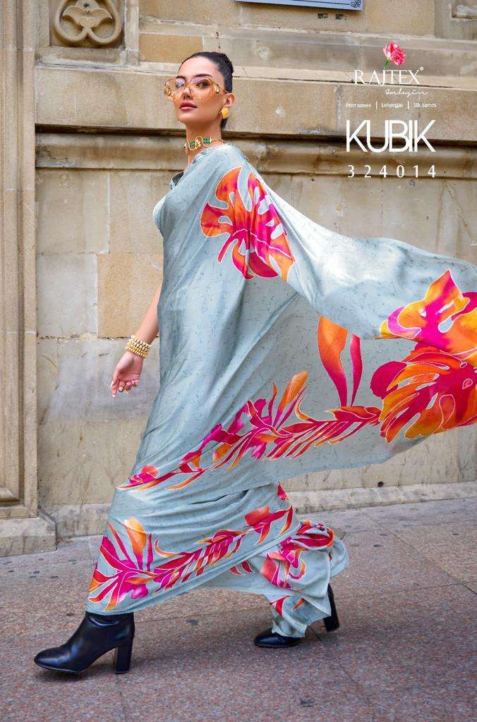 Rajtex Kubik Exclusive Printed Satin Saree Wholesale catalog