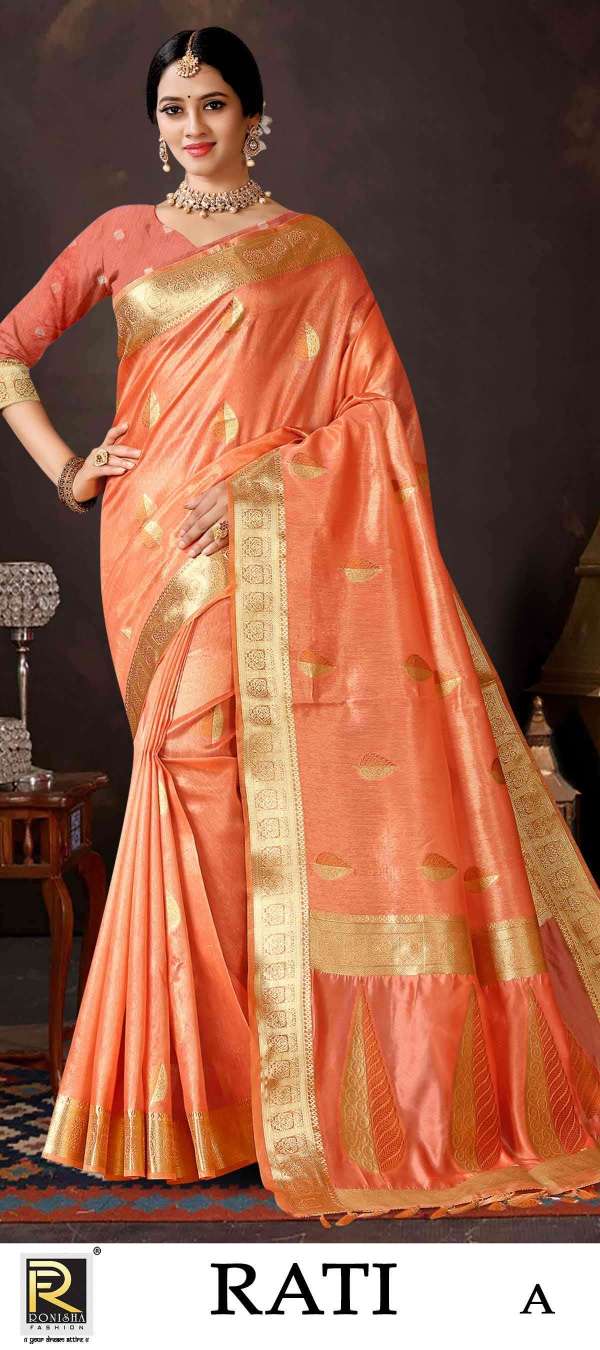Rati  by Ronisha saree banarsi silk design ethnik wear silk saree amazing Collection 