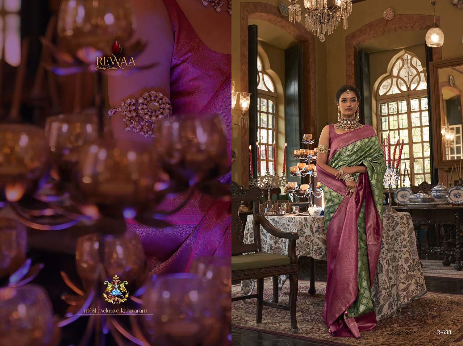 Rewaa Devsena Traditional Kanjivaram Silk Saree Wholesale catalog