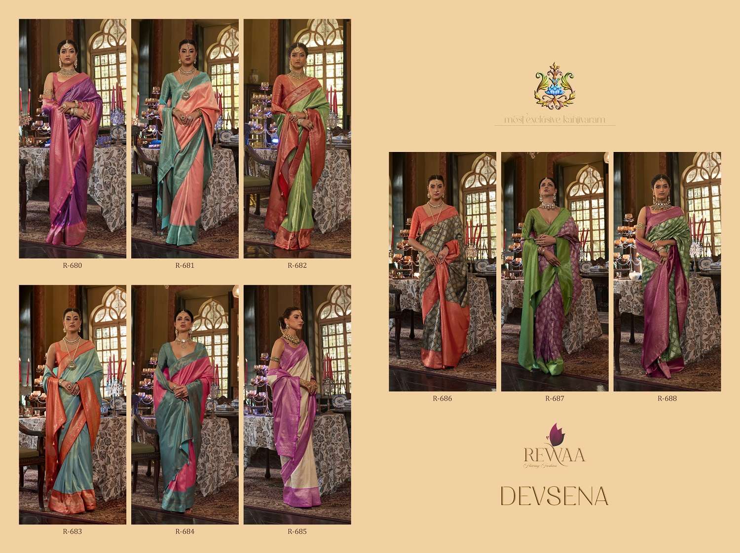 Rewaa Devsena Traditional Kanjivaram Silk Saree Wholesale catalog