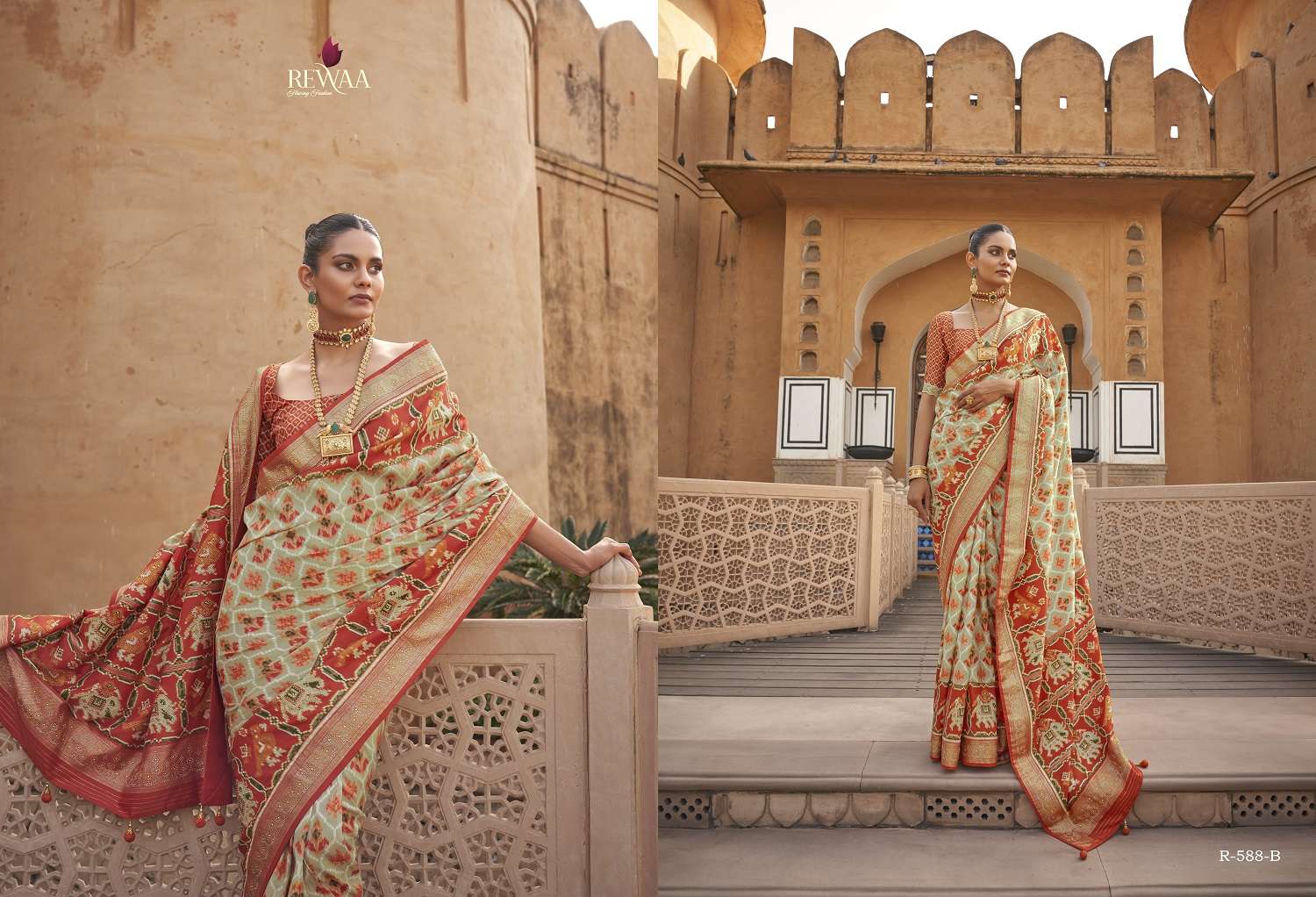 Rewaa Morkala Designer Patola Silk Saree Wholesale catalog