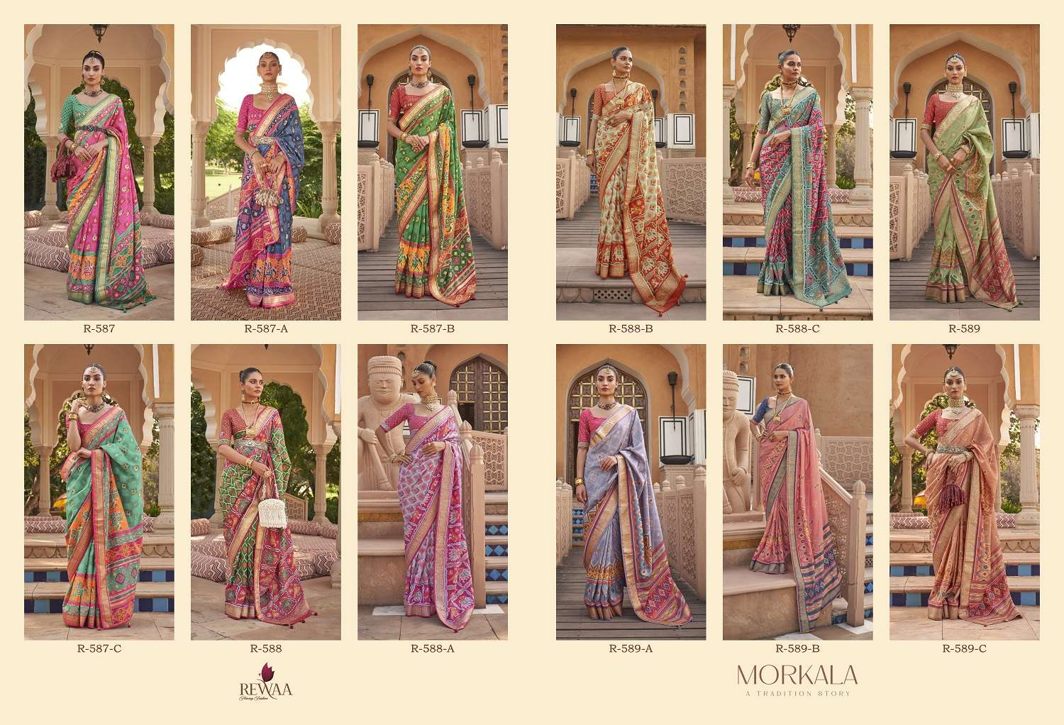 Rewaa Morkala Designer Patola Silk Saree Wholesale catalog