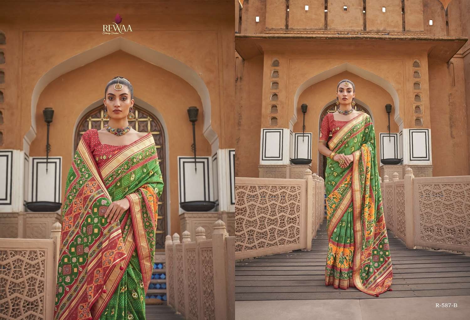 Rewaa Morkala Designer Patola Silk Saree Wholesale catalog