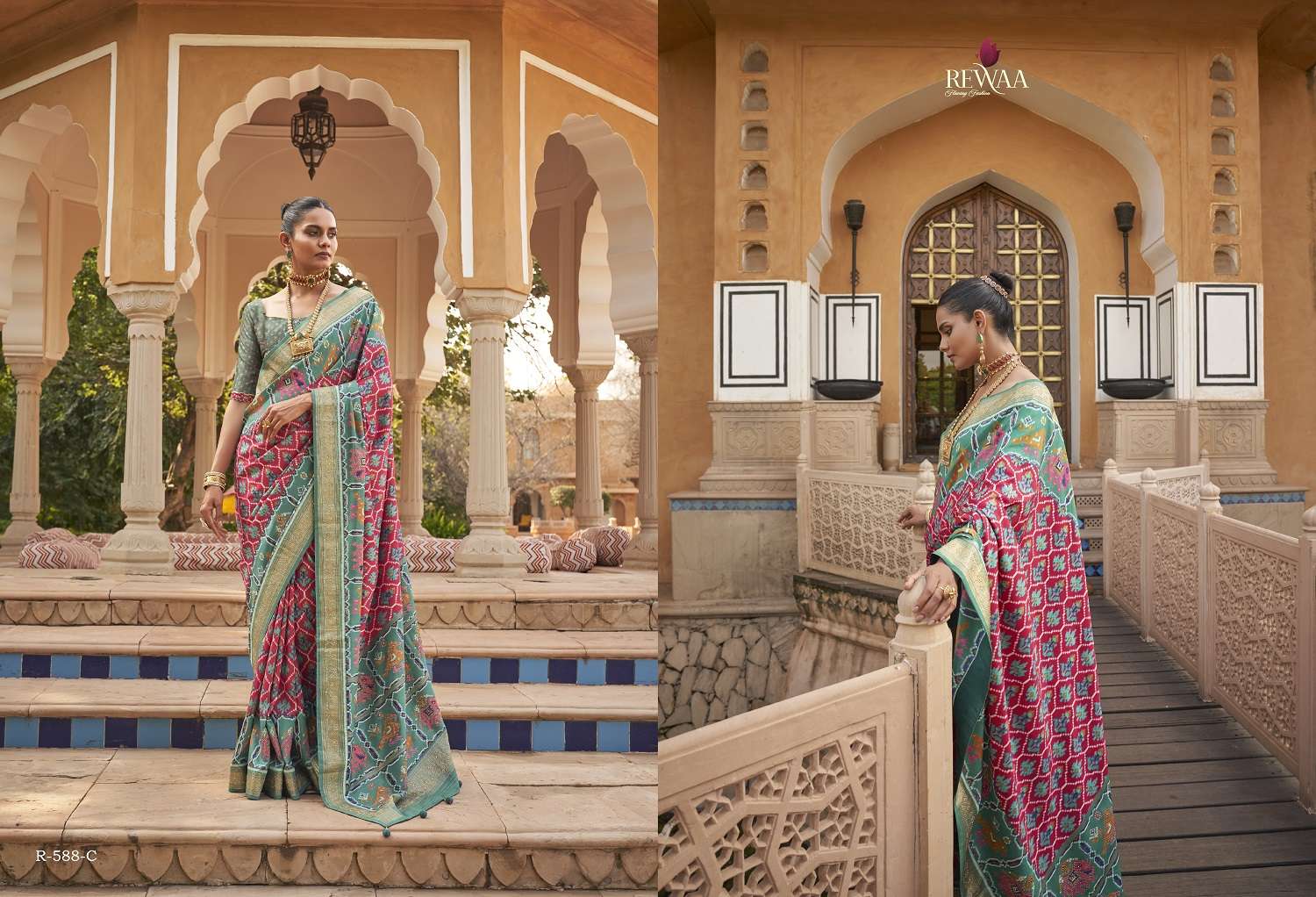 Rewaa Morkala Designer Patola Silk Saree Wholesale catalog