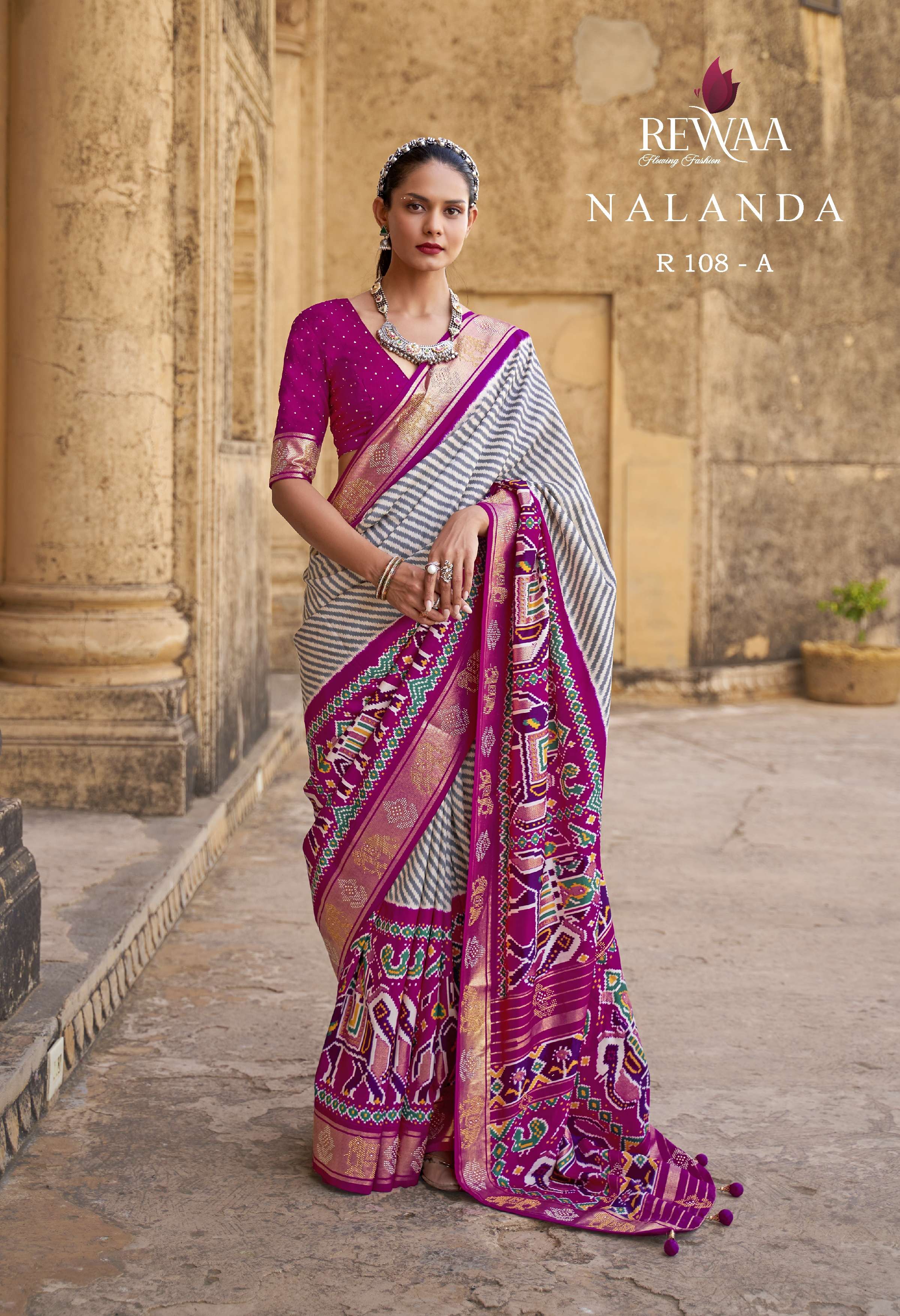 Rewaa Nalanda Designer Patola Silk Saree Wholesale catalog