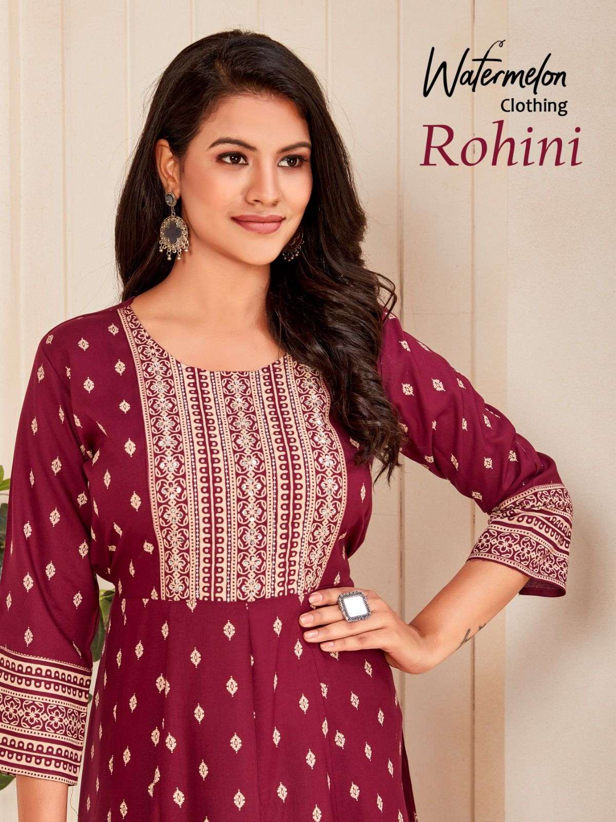 ROHINI HEAVY RAYON GOLD KHADI PRINT NECK HANDWORK KURTI Wholesale catalog