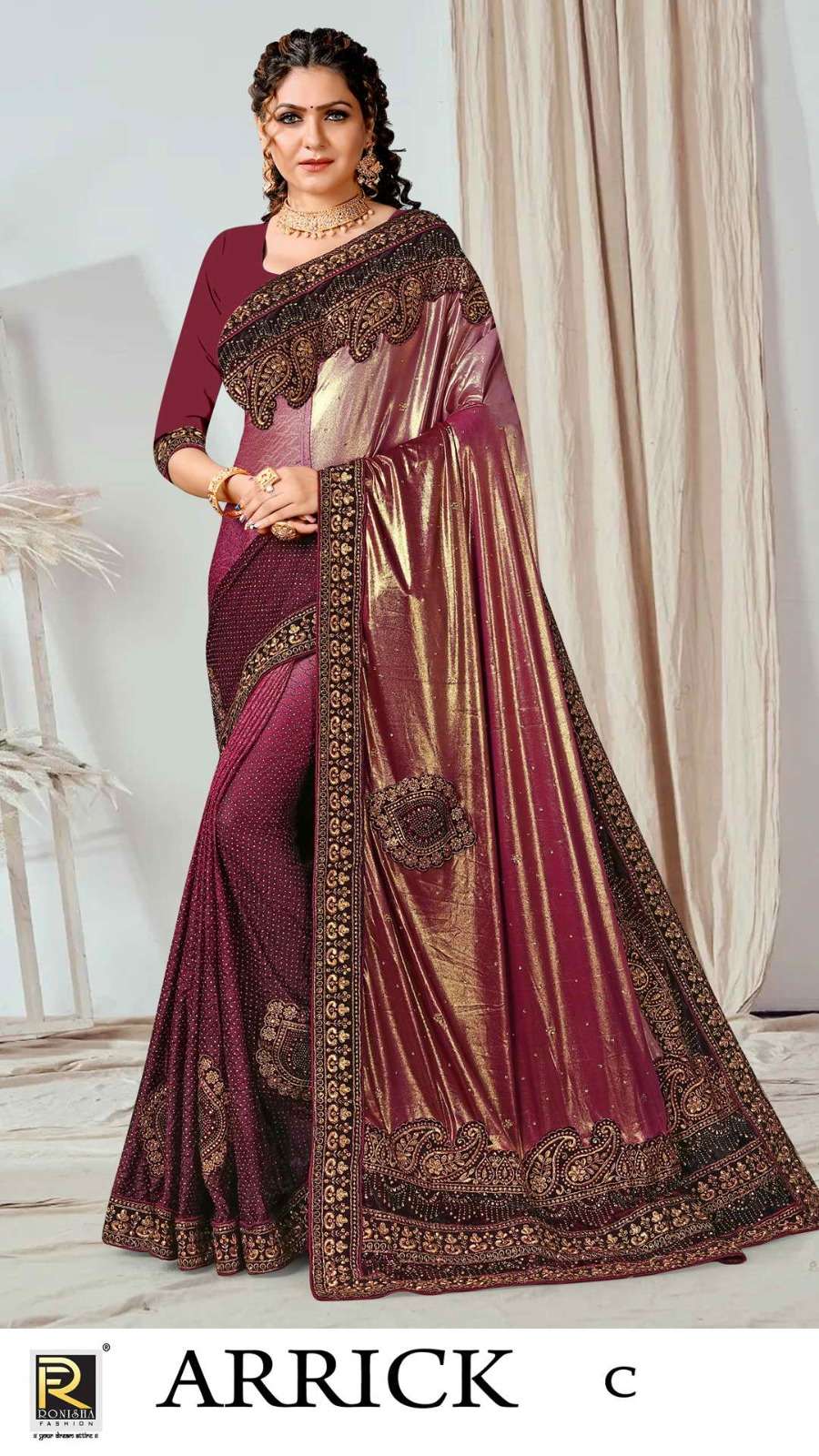 Ronisha Arrick Stone Work Designer Saree Wholesale catalog