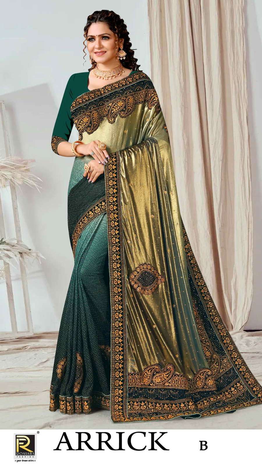 Ronisha Arrick Stone Work Designer Saree Wholesale catalog