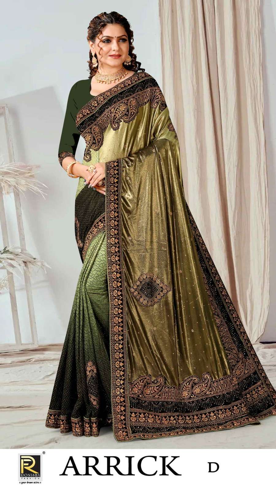 Ronisha Arrick Stone Work Designer Saree Wholesale catalog