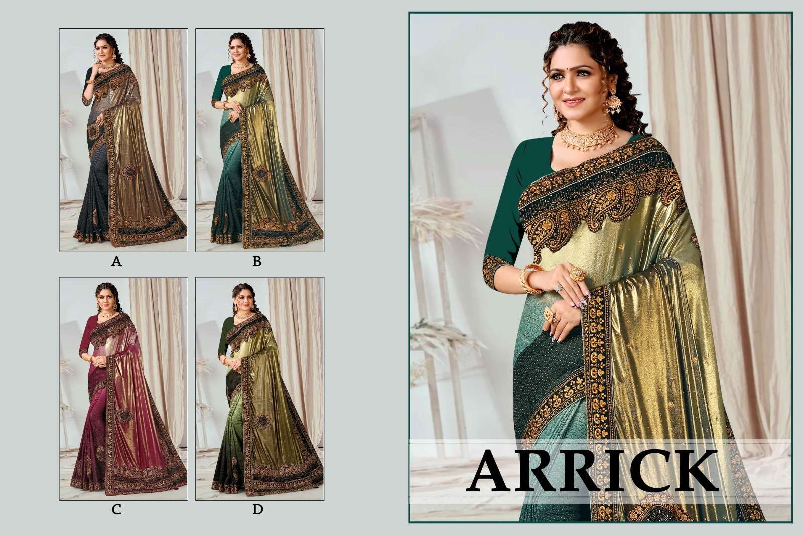 Ronisha Arrick Stone Work Designer Saree Wholesale catalog