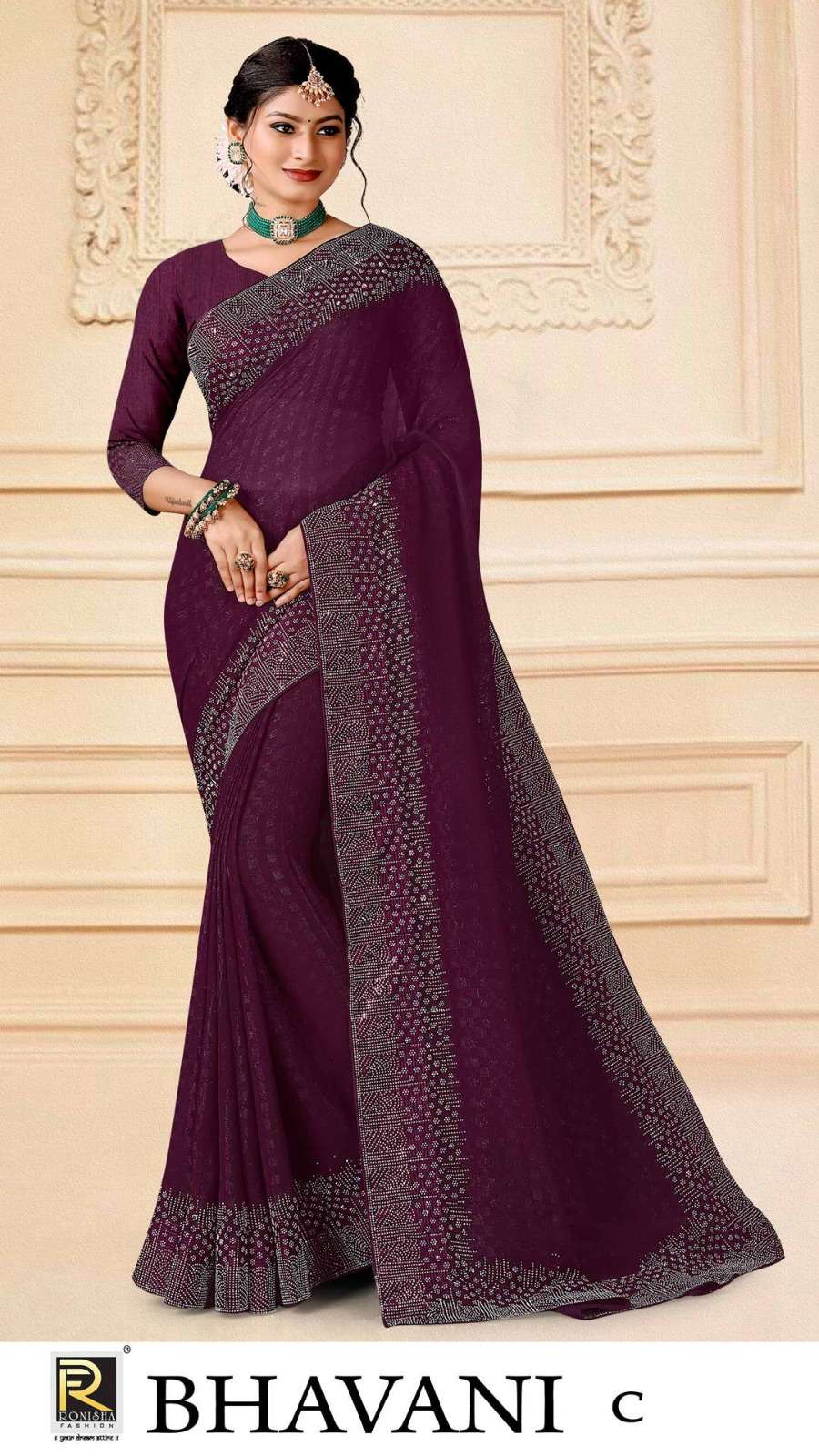 Ronisha Bhavani Stone Work Designer Saree Collection Wholesale catalog
