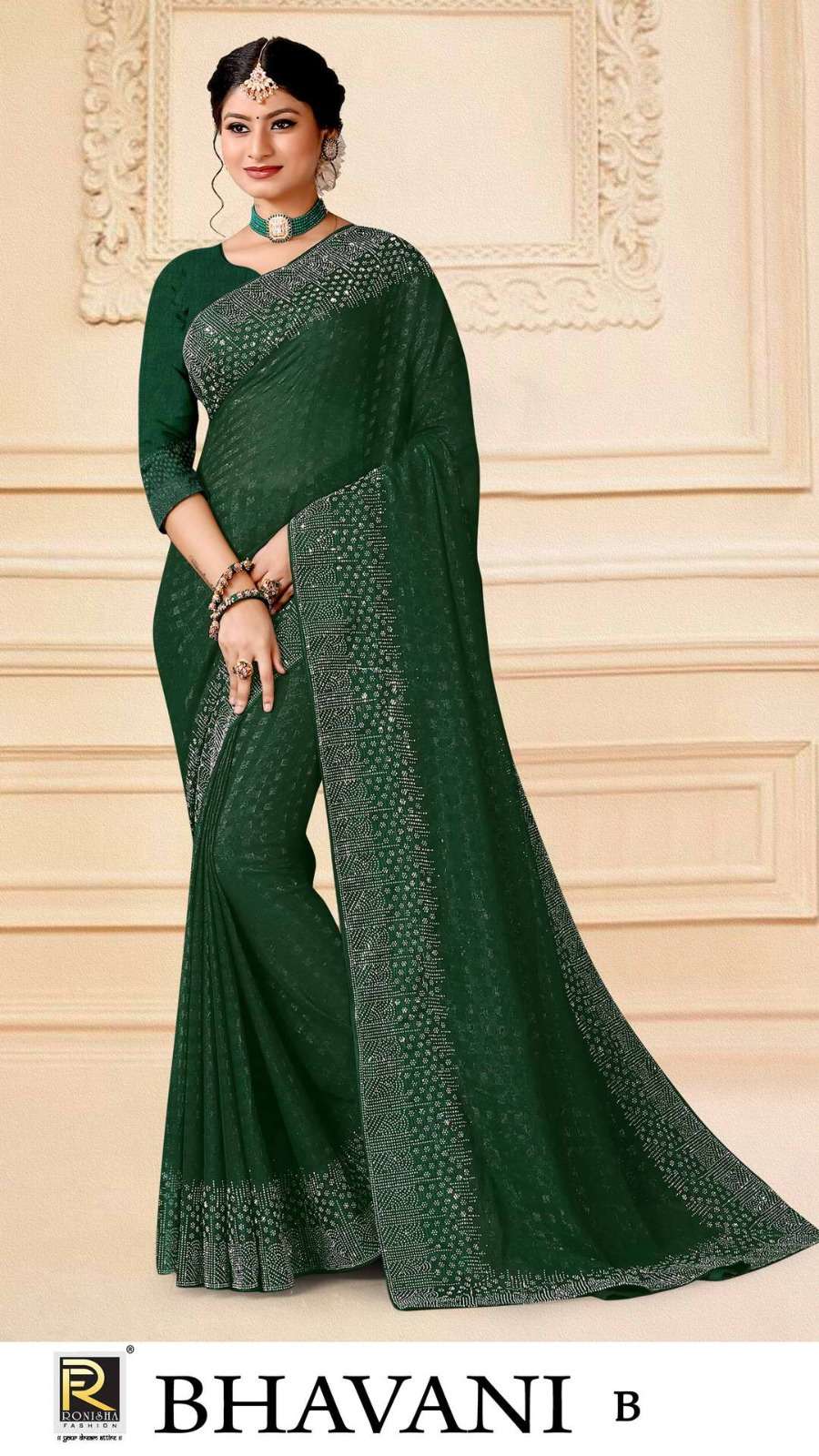 Ronisha Bhavani Stone Work Designer Saree Collection Wholesale catalog