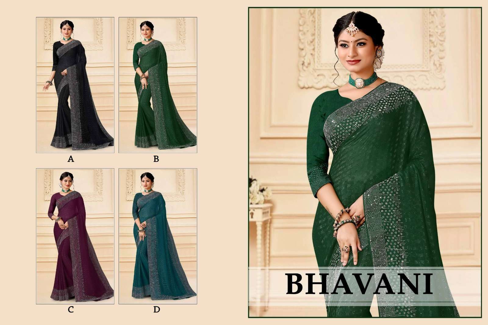 Ronisha Bhavani Stone Work Designer Saree Collection Wholesale catalog