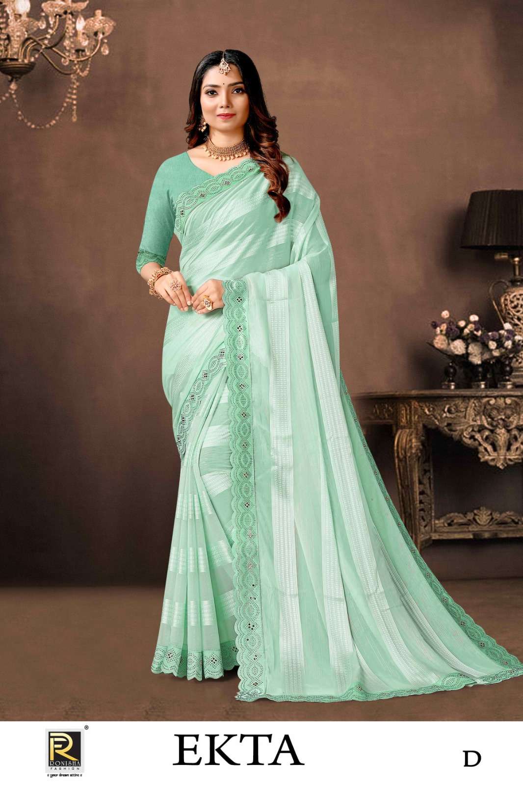 Ronisha ekta self pattern fancy designer sarees