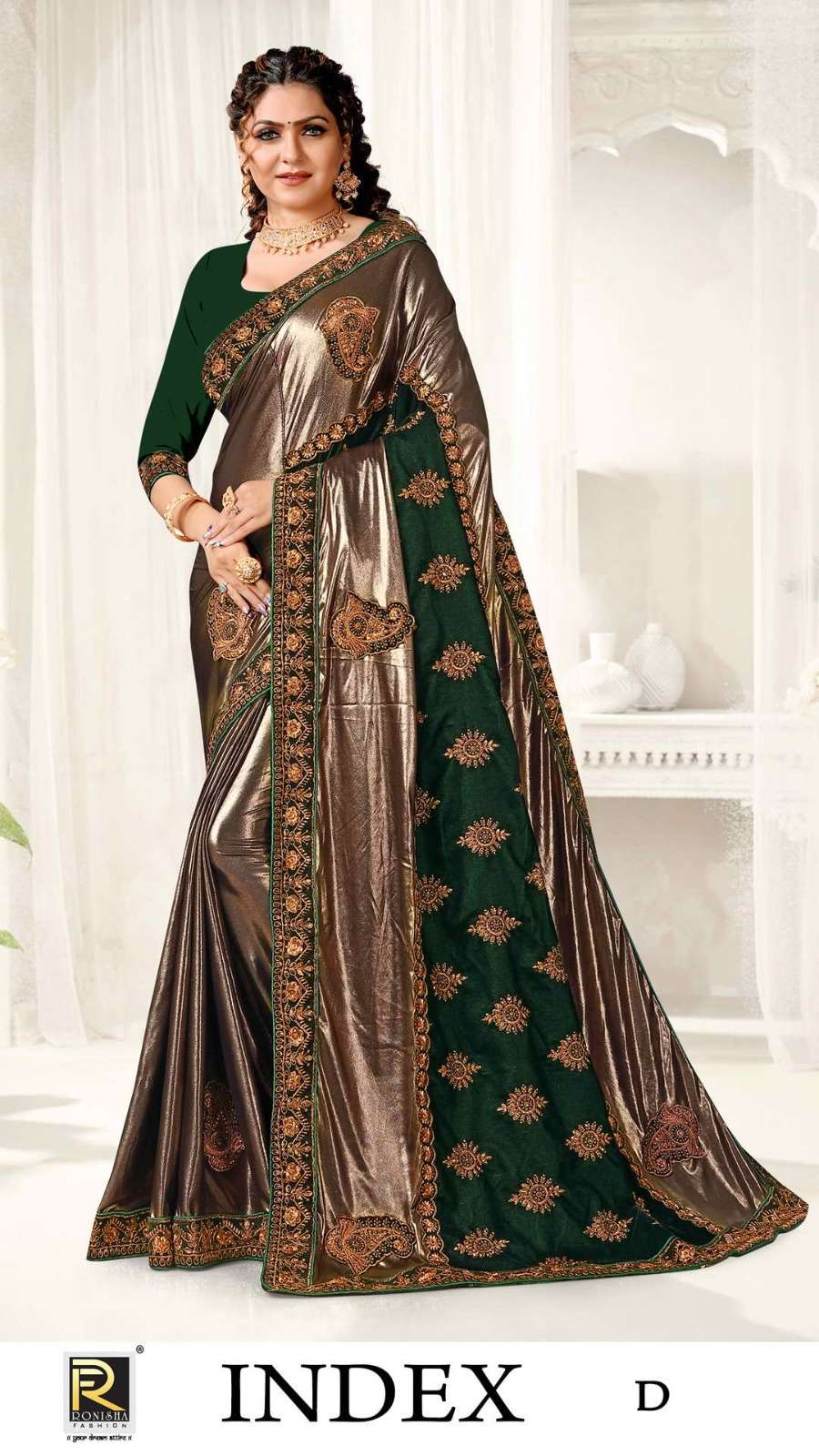 Ronisha Index Fancy Designer Embroidery Saree Wholesale catalog