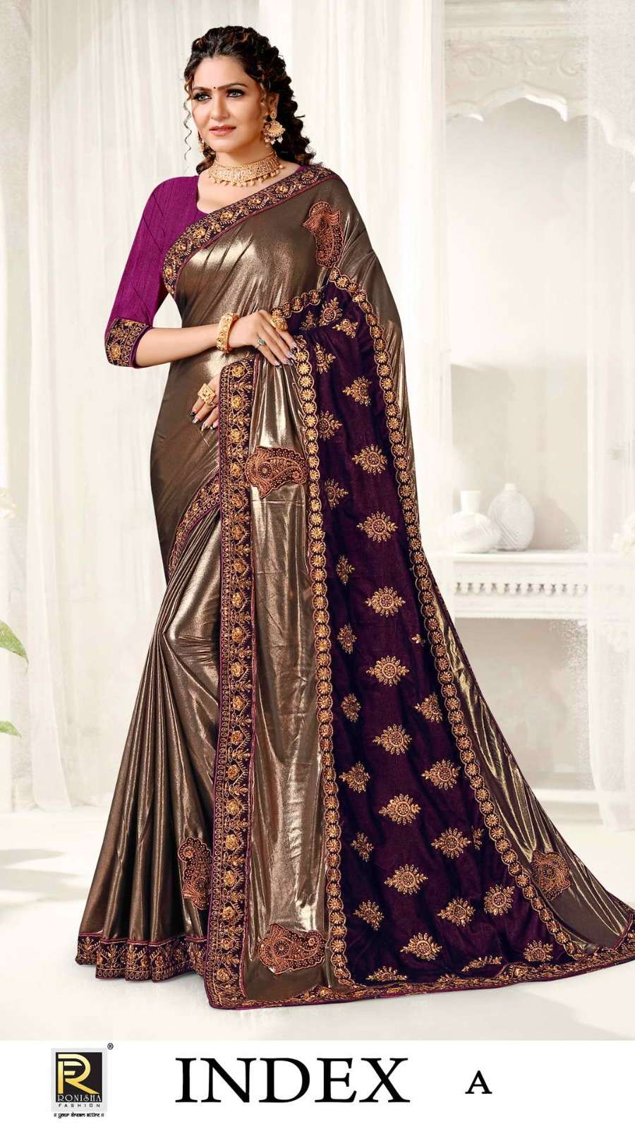 Ronisha Index Fancy Designer Embroidery Saree Wholesale catalog