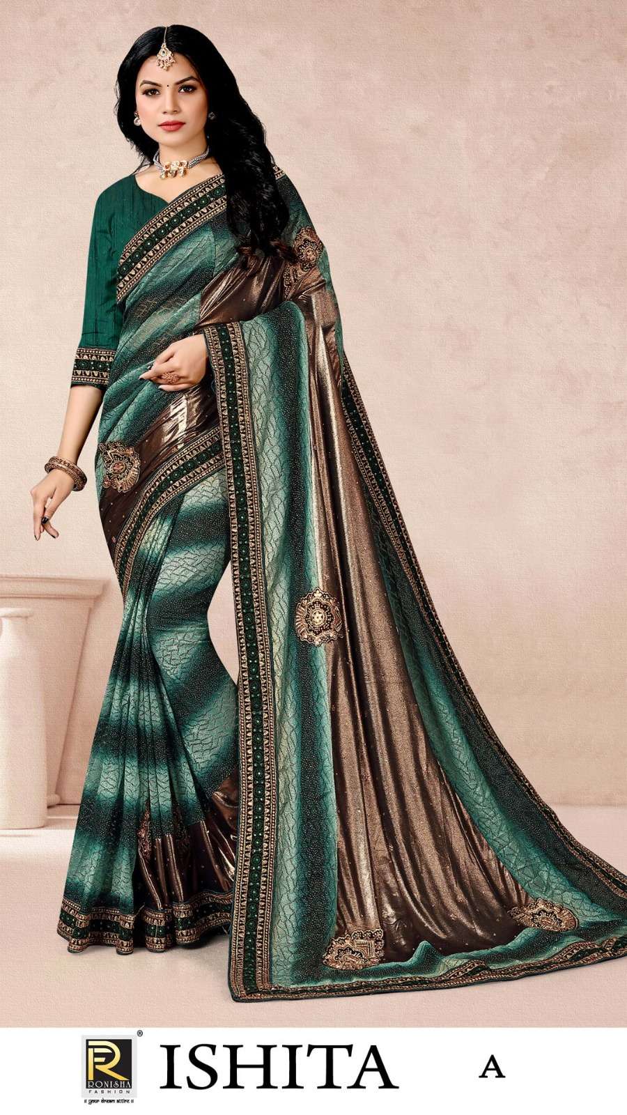 Ronisha Ishita Embroidery Fancy Designer Saree Wholesale catalog